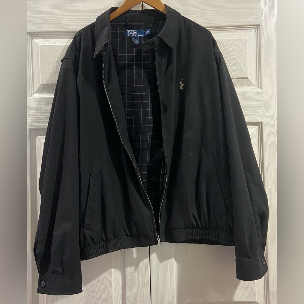 Polo Ralph Lauren Harrington Jacket Size XXL Mens Black Full Zip Plaid Lined